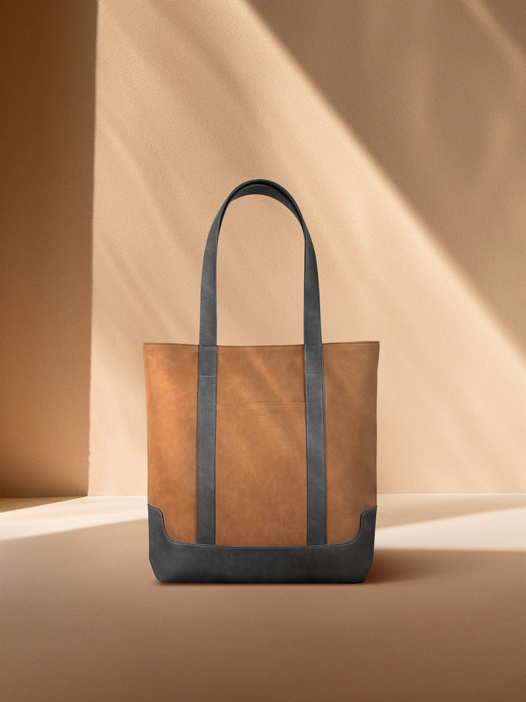 Tern Toku L plant-based leather carry-all tote bag in suede brown and grey